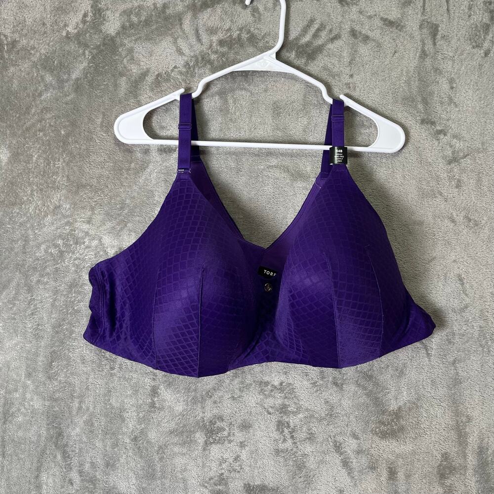 Torrid Wire Free Lightly Lined Bra Fishnetโ Lace 360 Back Smooth 54B Purple New
